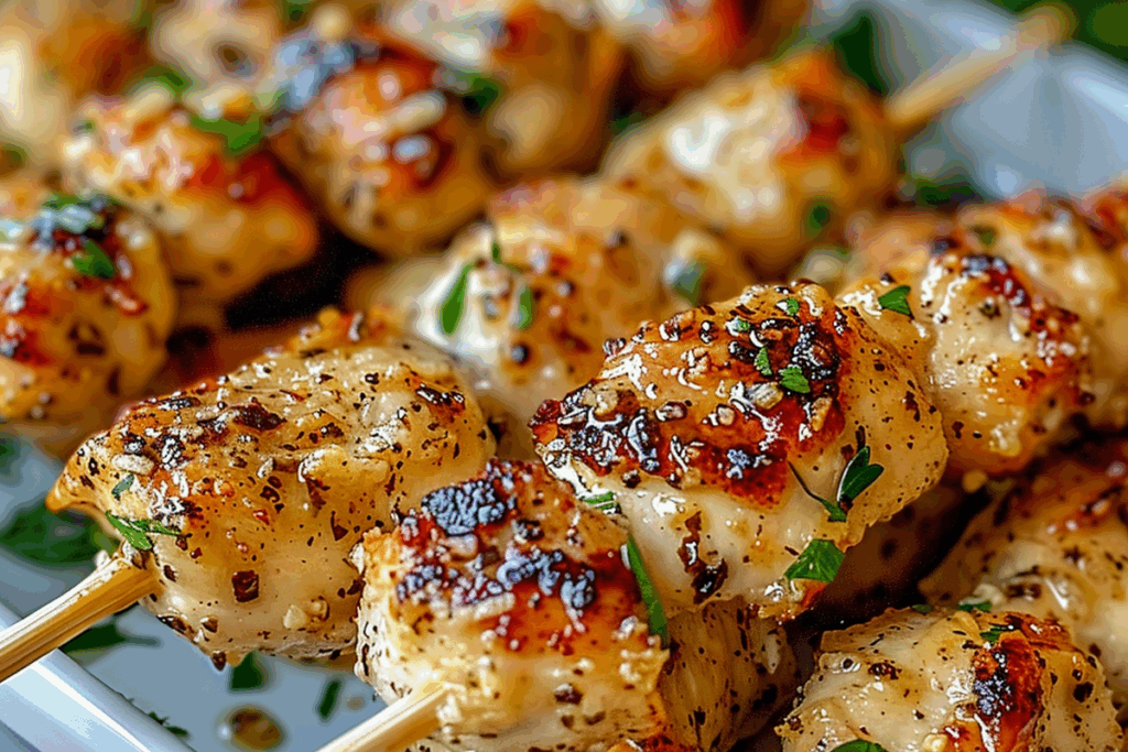 Air Fryer Garlic Parmesan Chicken Skewers