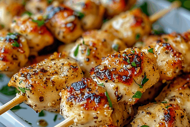 Air Fryer Garlic Parmesan Chicken Skewers