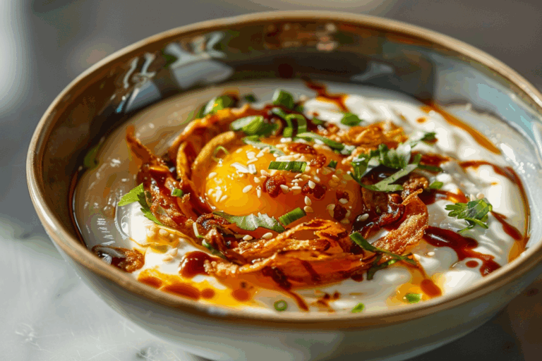 Spicy Butter Yogurt Bowl with Crispy Shallots and 7-Minute Egg