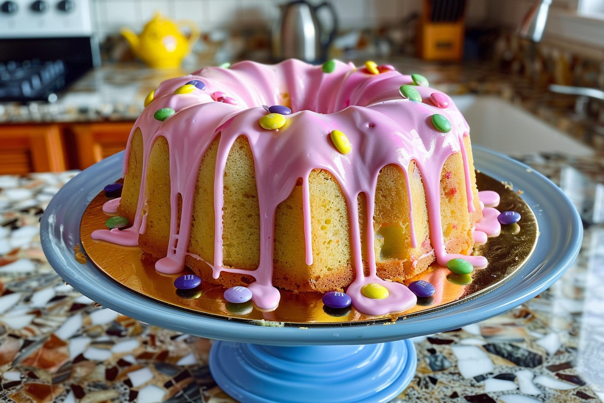 M&M Cotton Candy Pound Cake