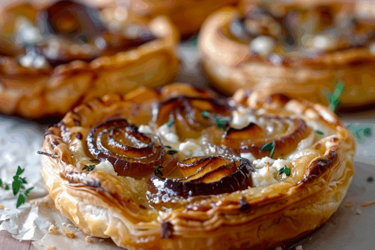 Upside-Down Feta and Shallot Puff Tarts