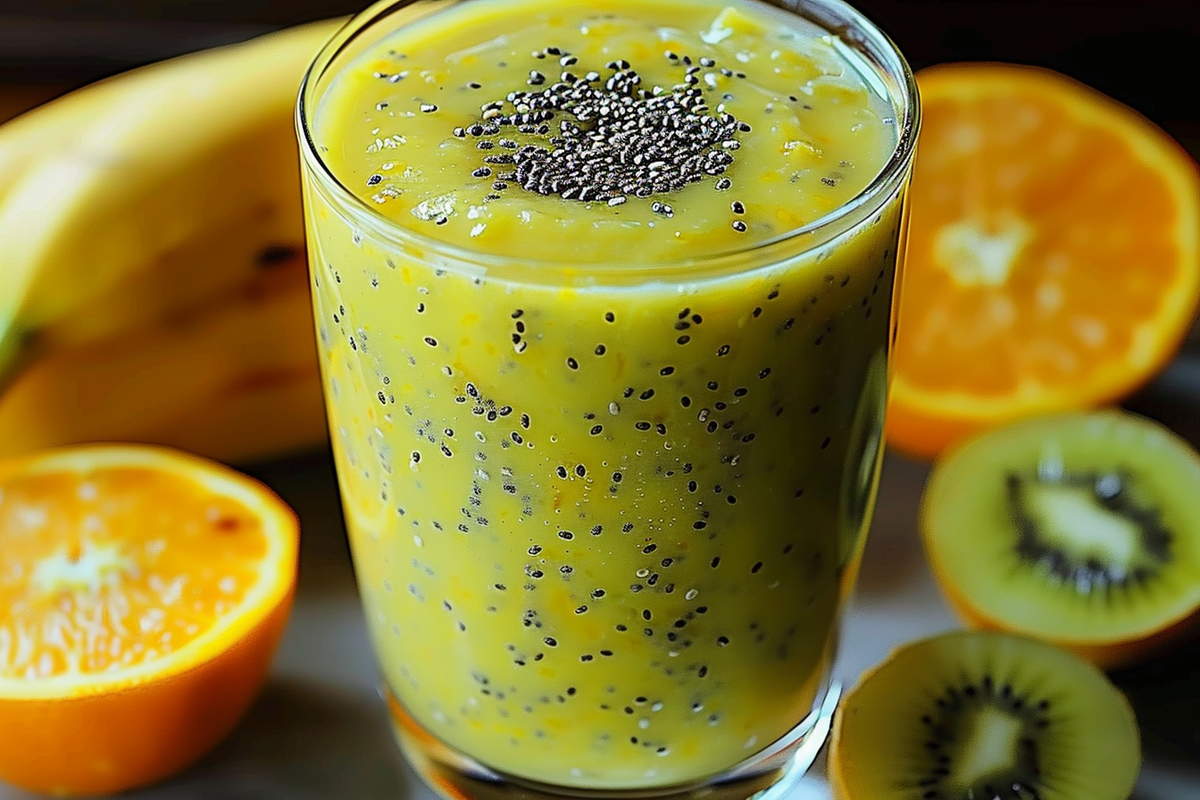 Kiwi Banana Orange Chia Smoothie