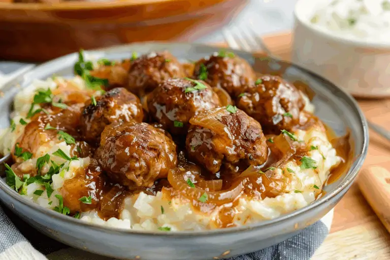 Crock Pot French Onion Meatballs