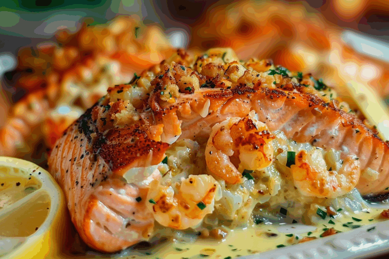 Crab and Shrimp Stuffed Salmon