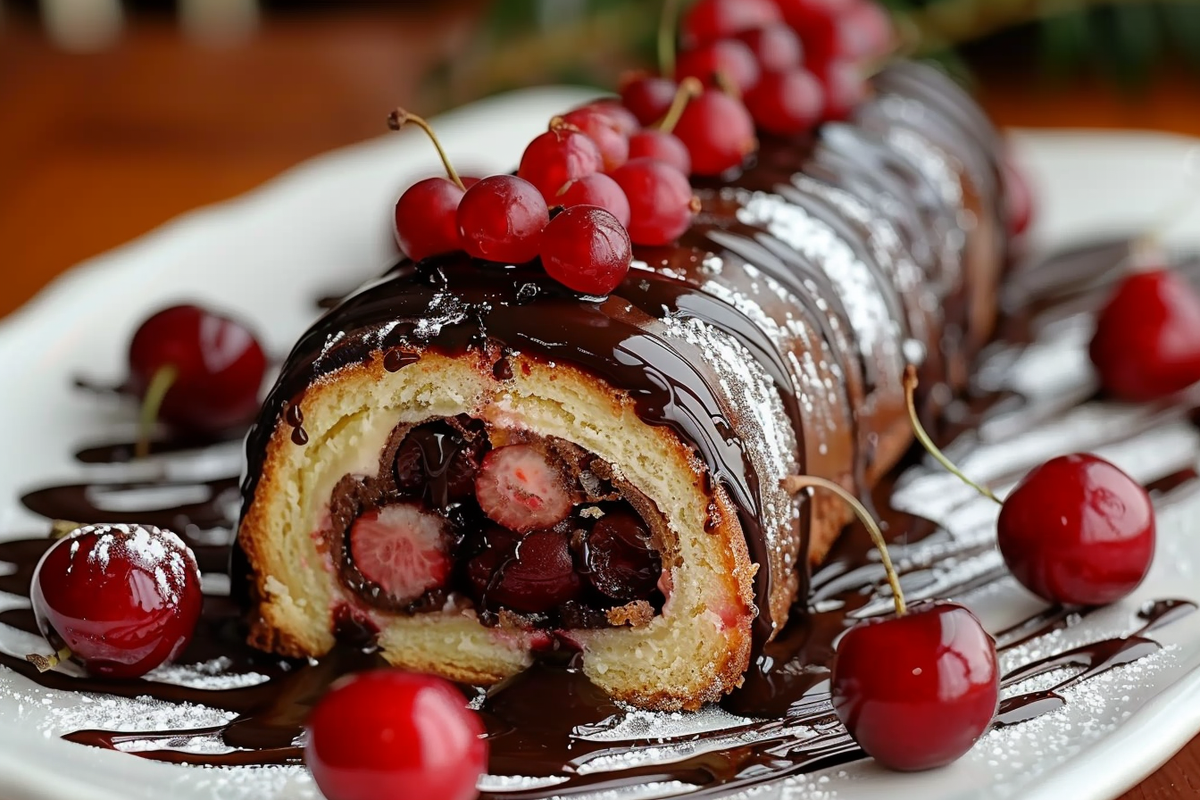 Chocolate Cherry Swiss Roll