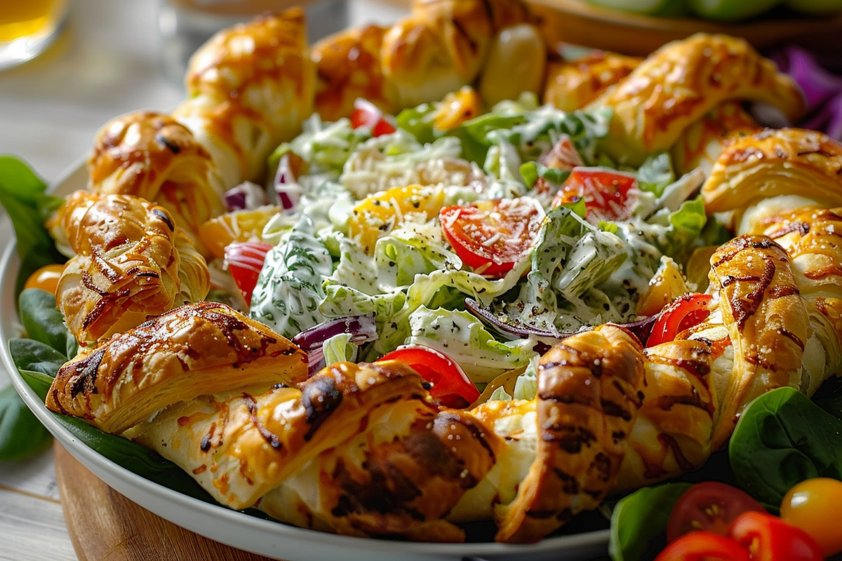 Grinder Salad Dip Platter with Parmesan Puff Pastry Twists