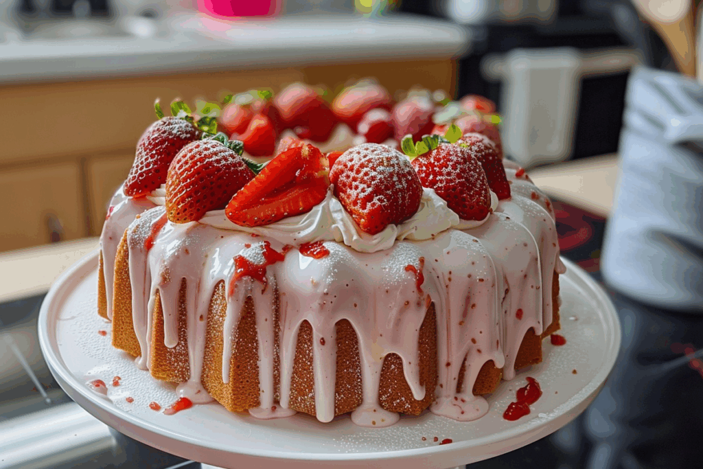 Strawberry Pound Cake with Fresh Strawberry Glaze