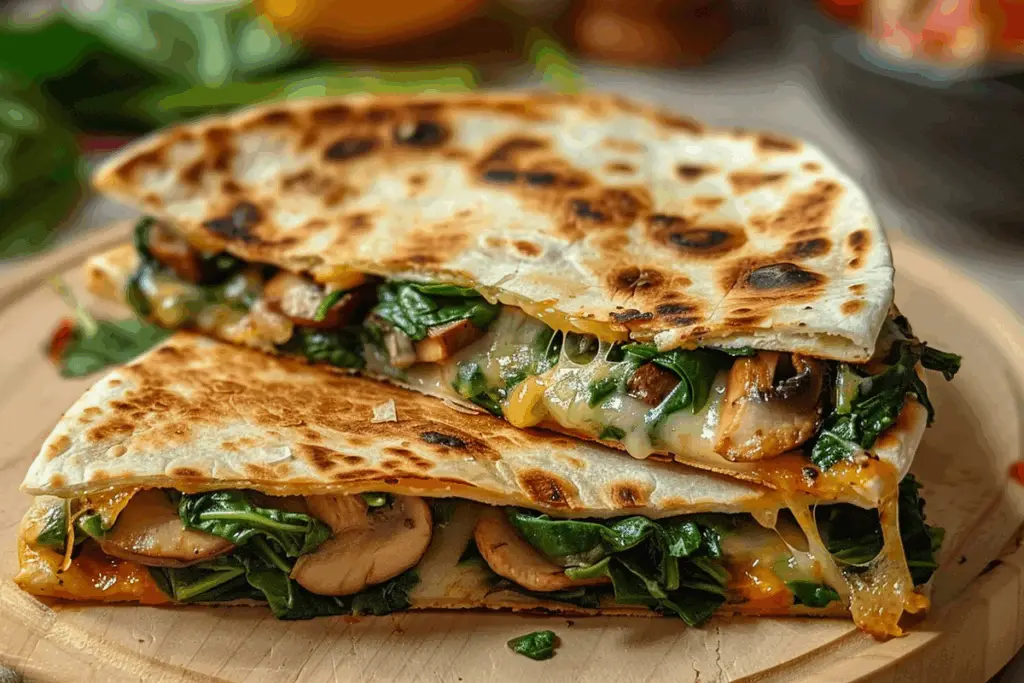 Baked Spinach Mushroom Quesadillas