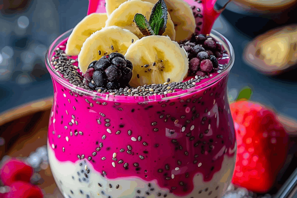 Dragon Fruit & Banana Chia Smoothie Parfait