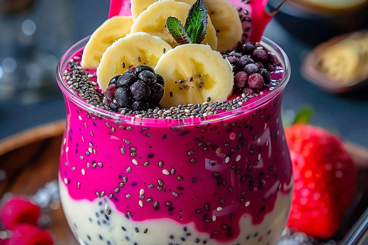 Dragon Fruit & Banana Chia Smoothie Parfait