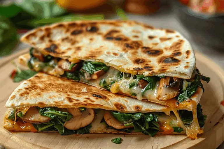 Baked Spinach Mushroom Quesadillas