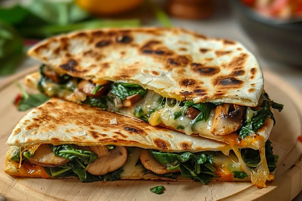 Baked Spinach Mushroom Quesadillas