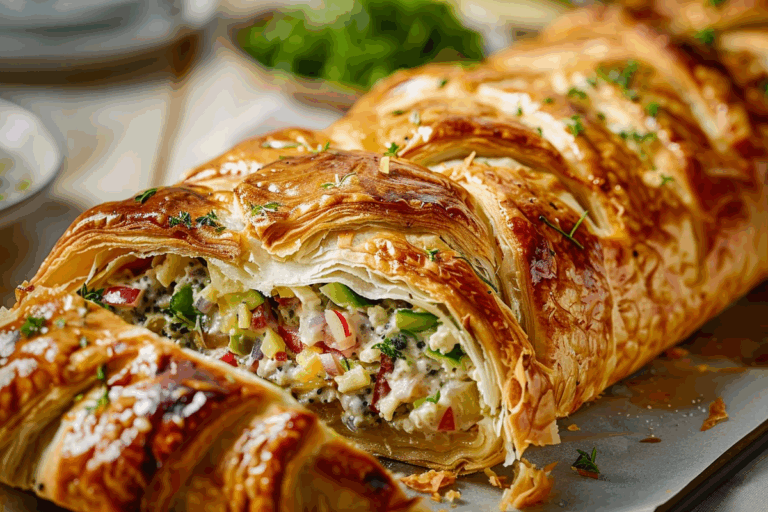 Grinder Salad Stuffed Puff Pastry Braid