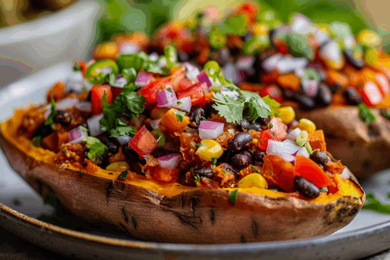 Cowboy Caviar Stuffed Sweet Potatoes
