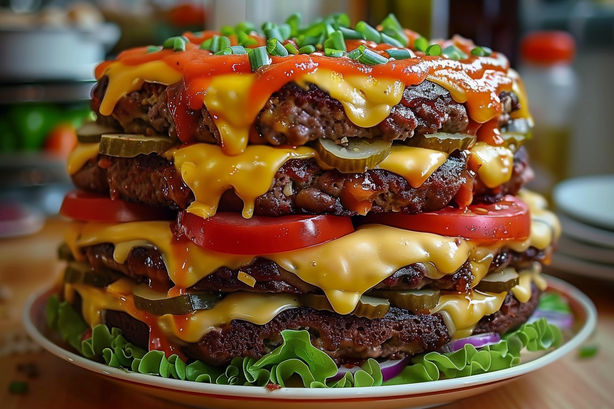 Layered Cheeseburger Cake