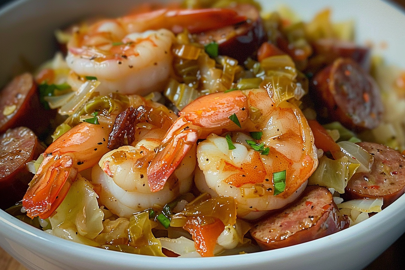 Shrimp and Sausage Cabbage Bowl