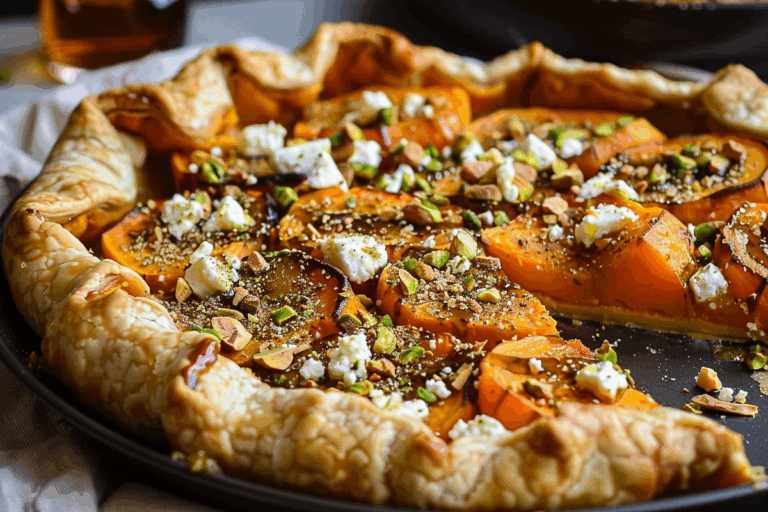 Sweet Potato & Feta Galette with Pistachio-Hot Honey Drizzle