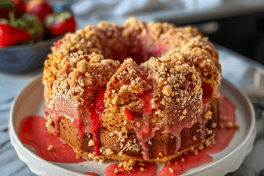 Homemade Strawberry Crunch Pound Cake