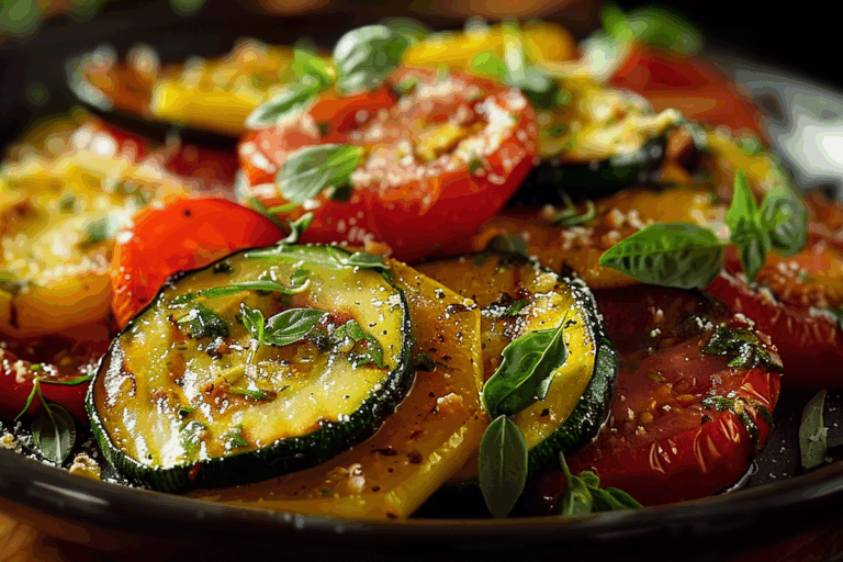 Crispy Roasted Zucchini Squash & Tomato