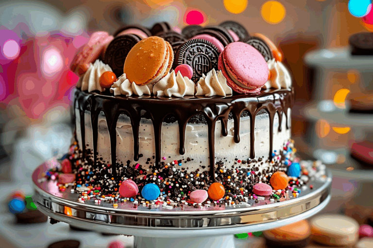 Festive Oreo Macaroon Cake