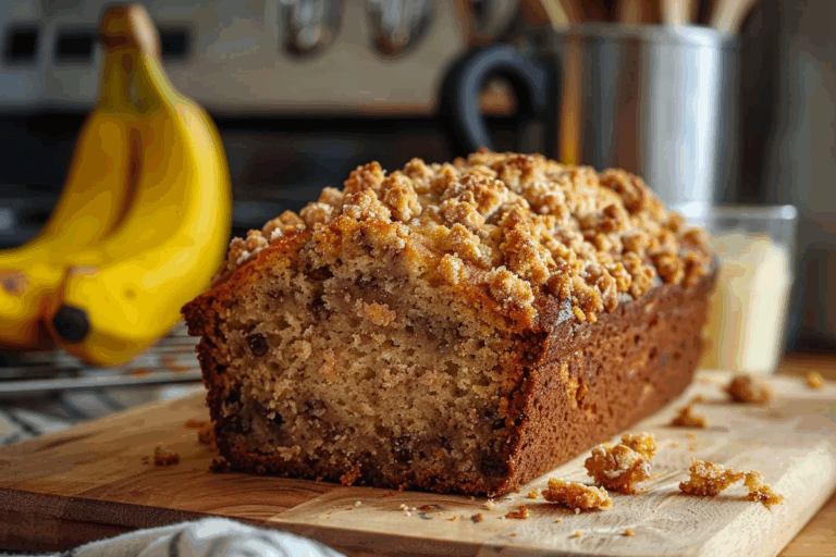 Moist Banana Bread with Crunchy Streusel Topping