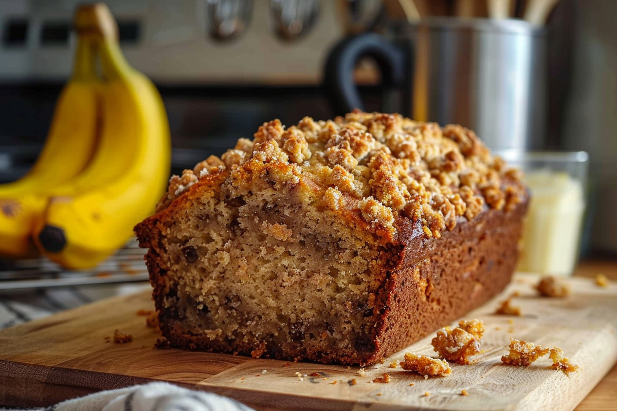 Moist Banana Bread with Crunchy Streusel Topping