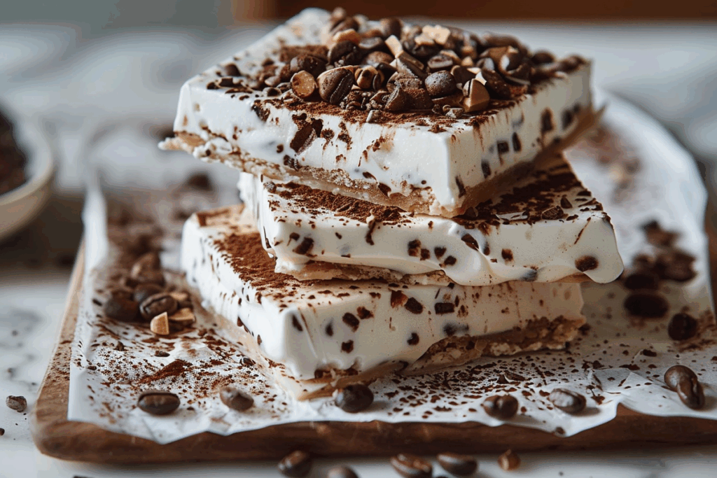 Icy Tiramisu Yogurt Bark with Espresso Crunch