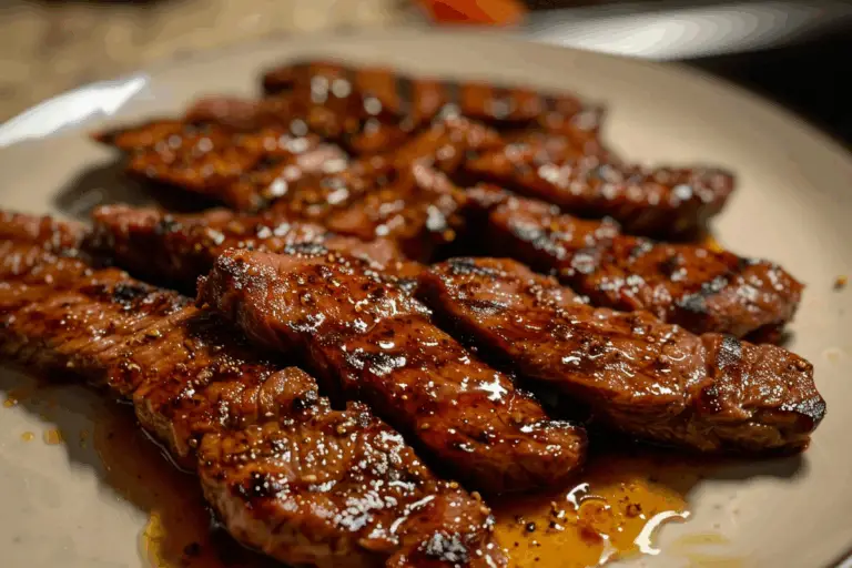 Grill Pan Honey Glazed Steak Strips