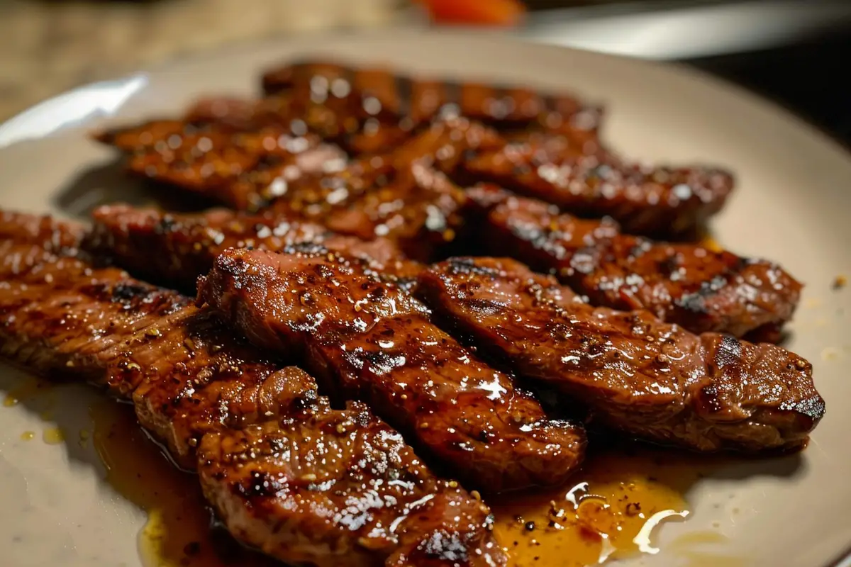 Grill Pan Honey Glazed Steak Strips