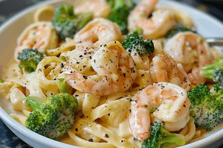 Creamy Shrimp and Broccoli Alfredo Pasta