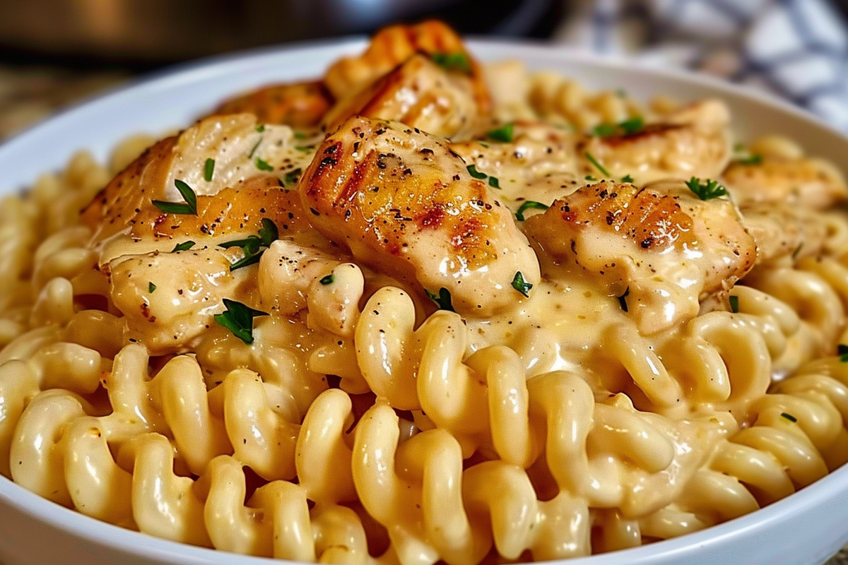 Creamy Garlic Butter Chicken & Rotini in Parmesan Sauce