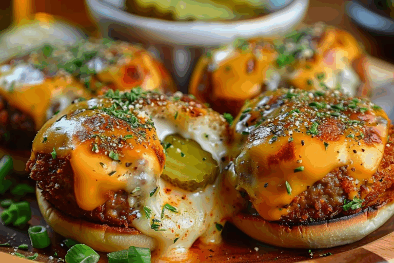 Dill Pickle Cheeseburger Mozzarella Bombs