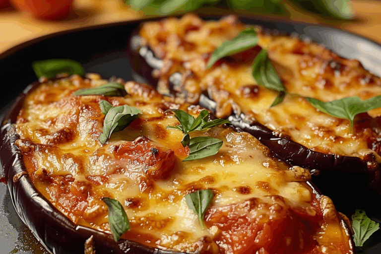Baked Eggplant with Tomato Sauce and Melted Cheese