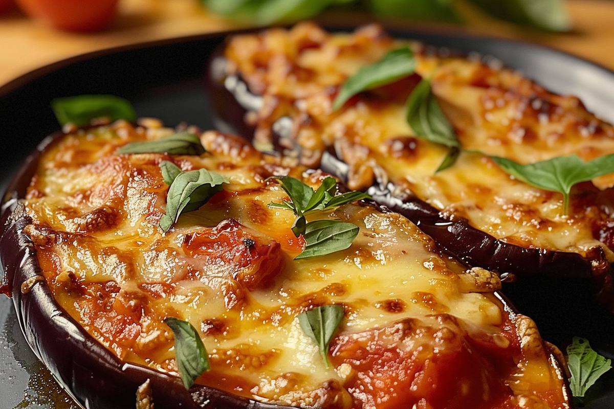 Baked Eggplant with Tomato Sauce and Melted Cheese