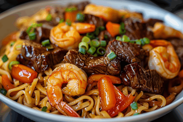 Steak and Shrimp Teriyaki Noodles
