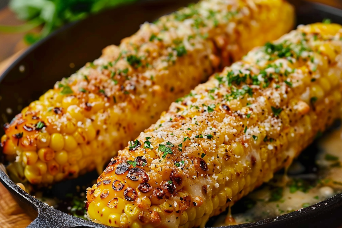 Skillet-Roasted Garlic Parmesan Corn on the Cob