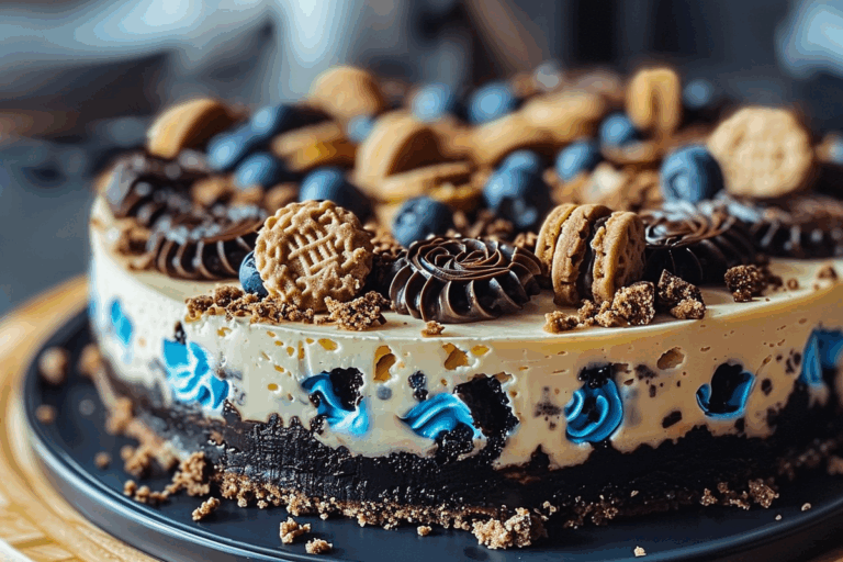 Delicious Cookie Monster Cheesecake