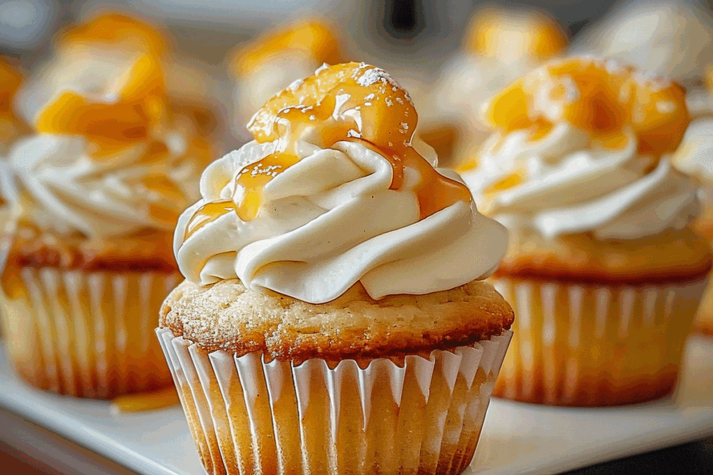 Honey Peach Cream Cheese Cupcakes