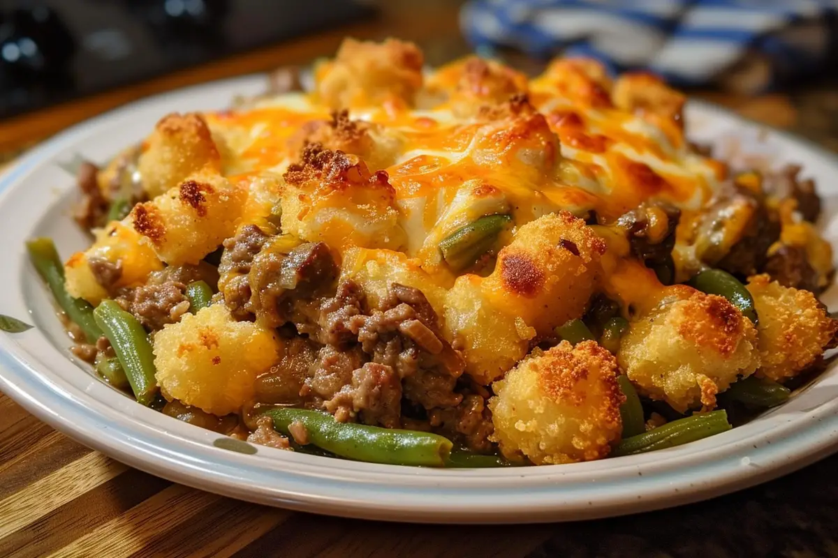 Tater Tot Beef & Green Bean Casserole