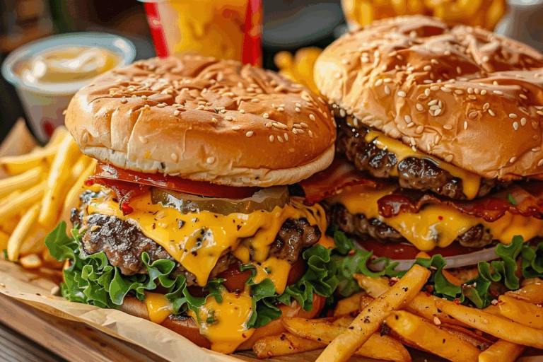 Double Cheeseburgers & Cheese Fries