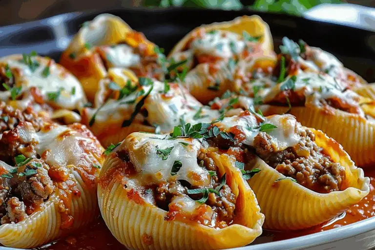 Beef-Stuffed Shells with Creamy Ricotta Filling