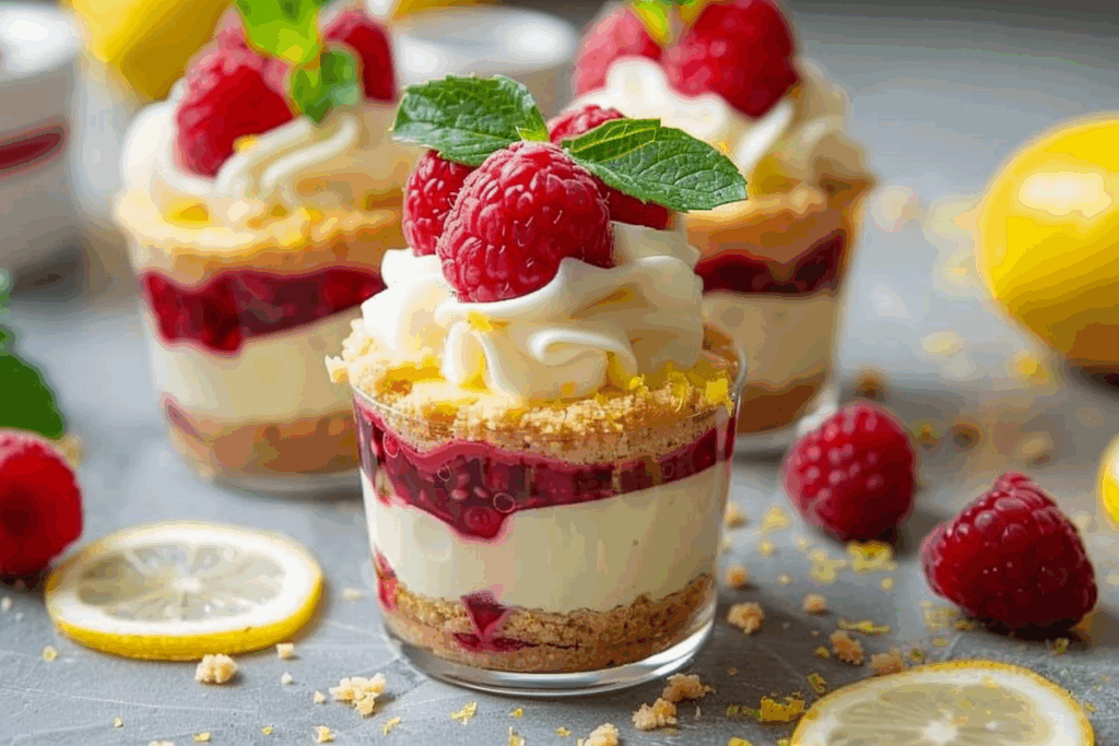 No Bake Lemon Raspberry Cheesecake Cups