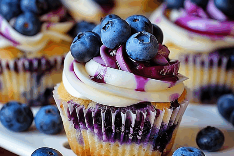 Luxurious White Chocolate Blueberry Cheesecake Cupcakes