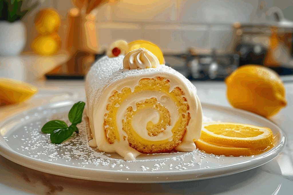 Lemon Cream Roll Cake