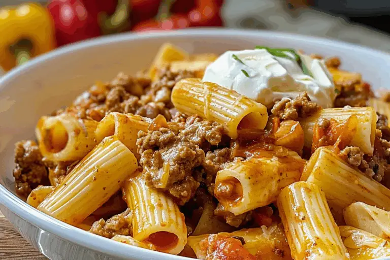Creamy Velveeta Beef & Rigatoni Pasta