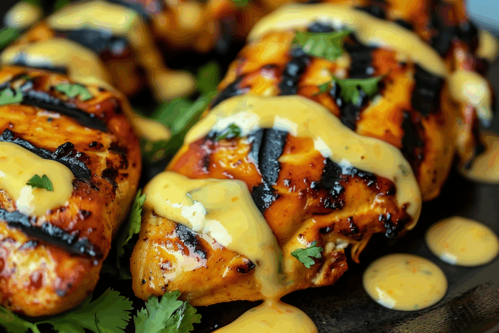 Spicy Grilled Mexican Chicken with Cheese Sauce