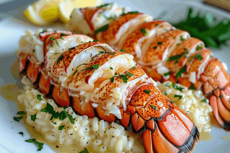 Butter Poached Lobster Tails with Risotto