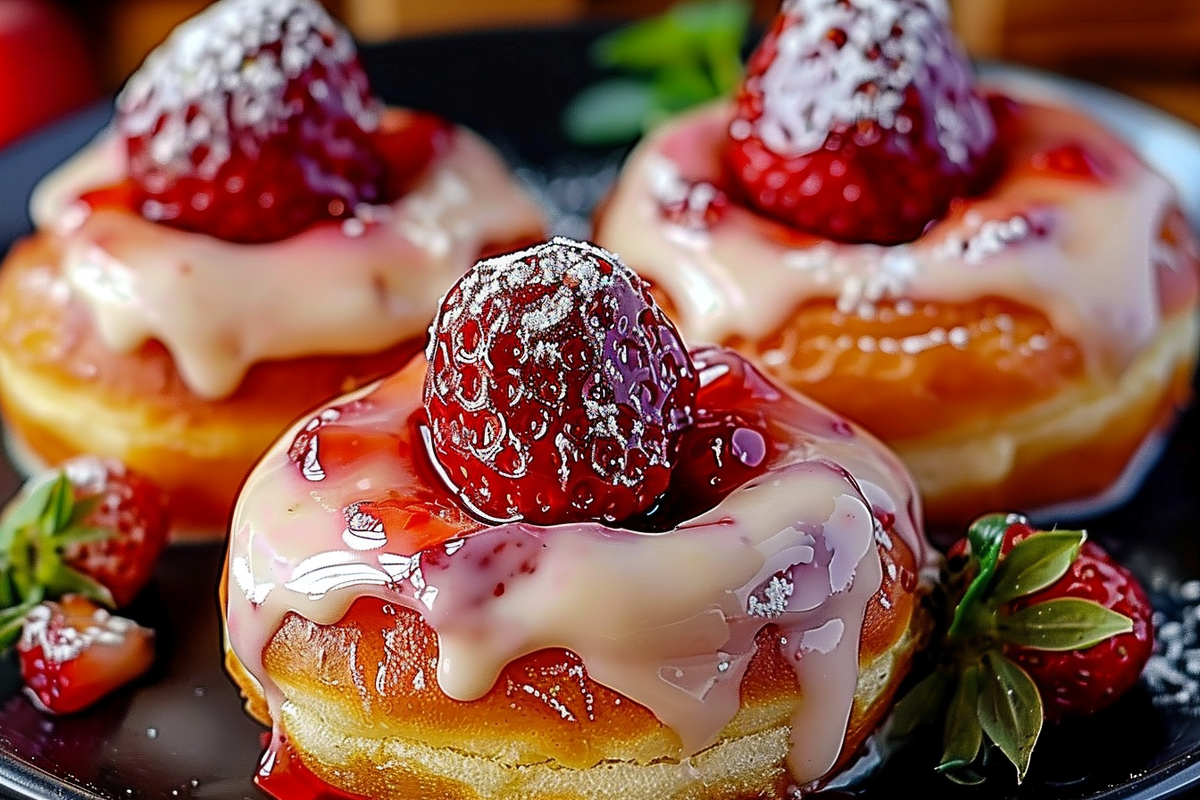 Strawberry Cheesecake Stuffed Donuts