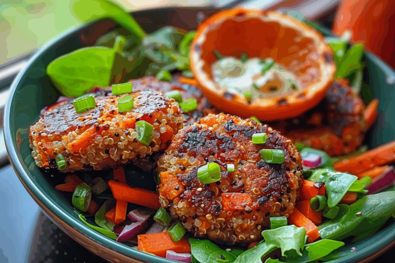 Low-Carb Sweet Potato Quinoa Patties Bowls