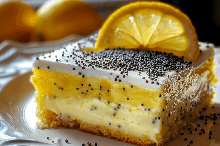 Homemade Lemon Poppy Seed Pudding Cake